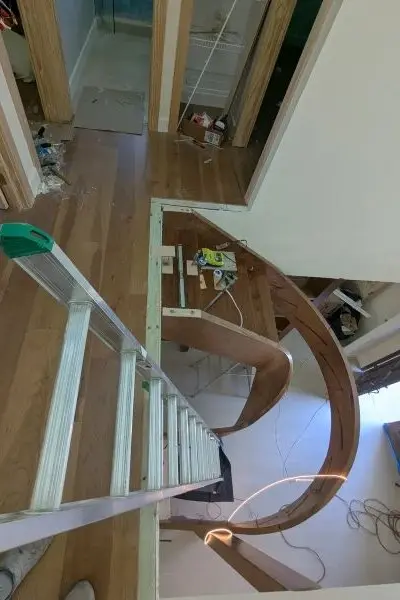 Installed stringers without treads