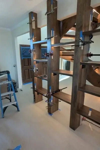 Installing hickory shelving with low-voltage lighting