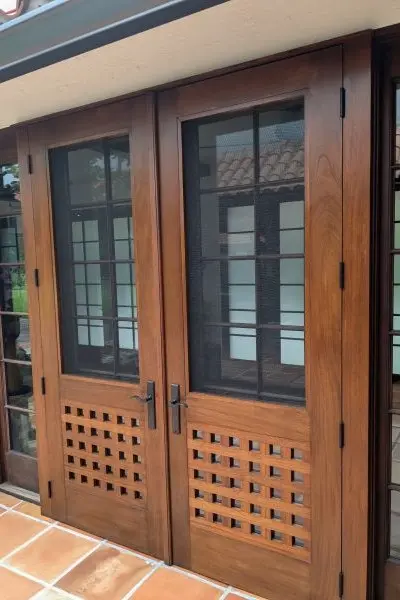 Custom mahogany screen doors
