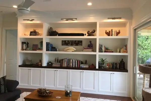 White bookshelves