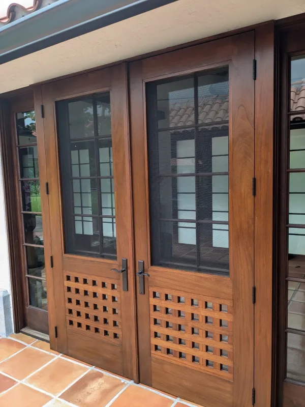 Custom white kitchen with navy blue island